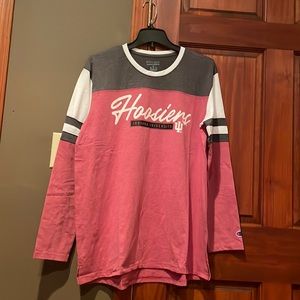 New Women’s University Of Indiana Hoosiers Shirt Champion- XL- Pink-Grey-White
